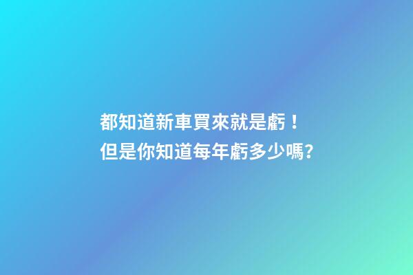 都知道新車買來就是虧！但是你知道每年虧多少嗎？